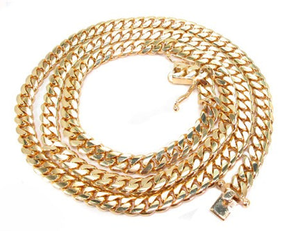 14k Yellow Gold Solid Miami Cuban Link Chain 26 Inches