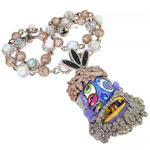 Custom Made Diamond Pendant With Galaxy Opal Chain Set
