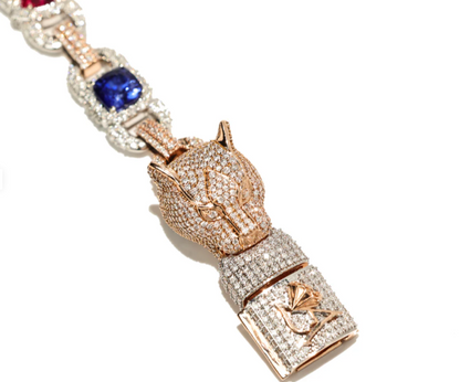 Custom 10k Two Tone Gold Color Stone Panthere Necklace