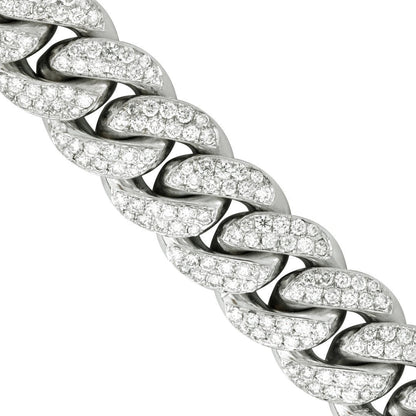 14k White Gold Diamond Cuban Link Chain 14.5 mm 21.11 Ctw