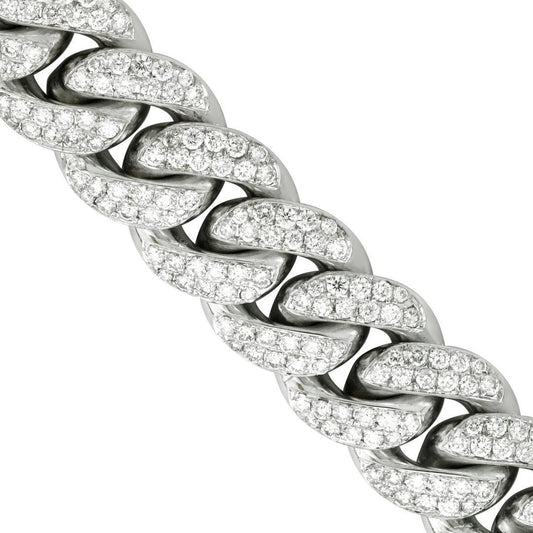 14k White Gold Diamond Cuban Link Chain 14.5 mm 21.11 Ctw