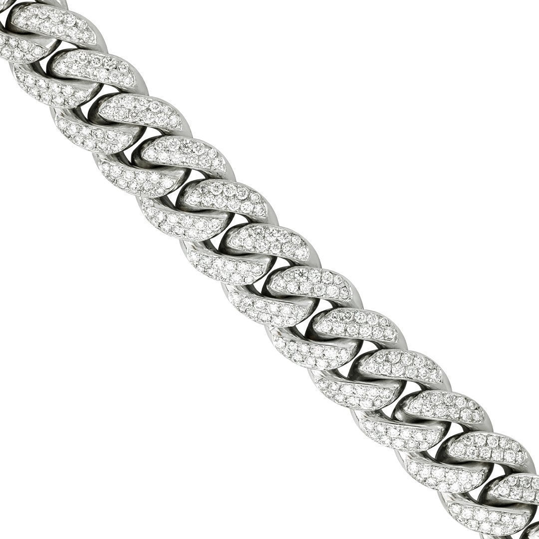 14k White Gold Diamond Cuban Link Chain 14.5 mm 21.11 Ctw