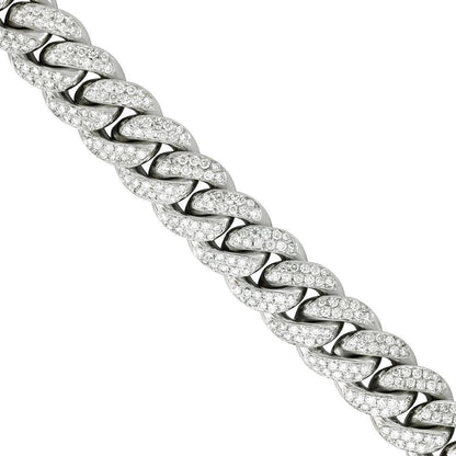 14k White Gold Diamond Cuban Link Chain 14.5 mm 21.11 Ctw
