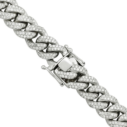 14k White Gold Diamond Cuban Link Chain 14.5 mm 21.11 Ctw