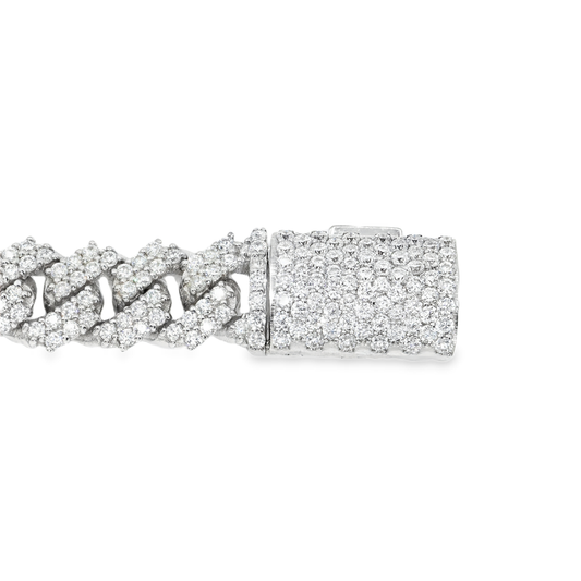 14k White Gold Lab Diamond Cuban Chain 8.5mm 8.49 ctw