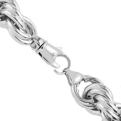 10k White Gold Textured Solid Twist Rope Chain