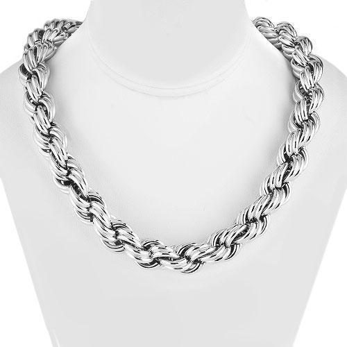 10k White Gold Textured Solid Twist Rope Chain