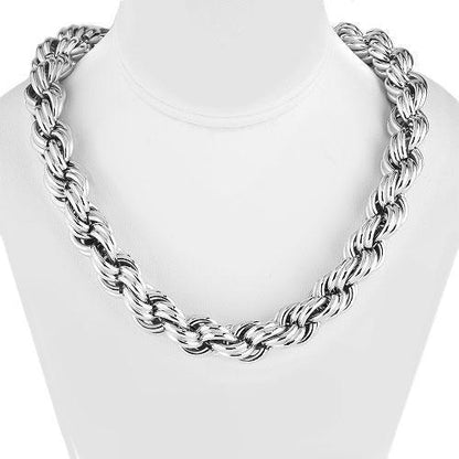 10k White Gold Textured Solid Twist Rope Chain