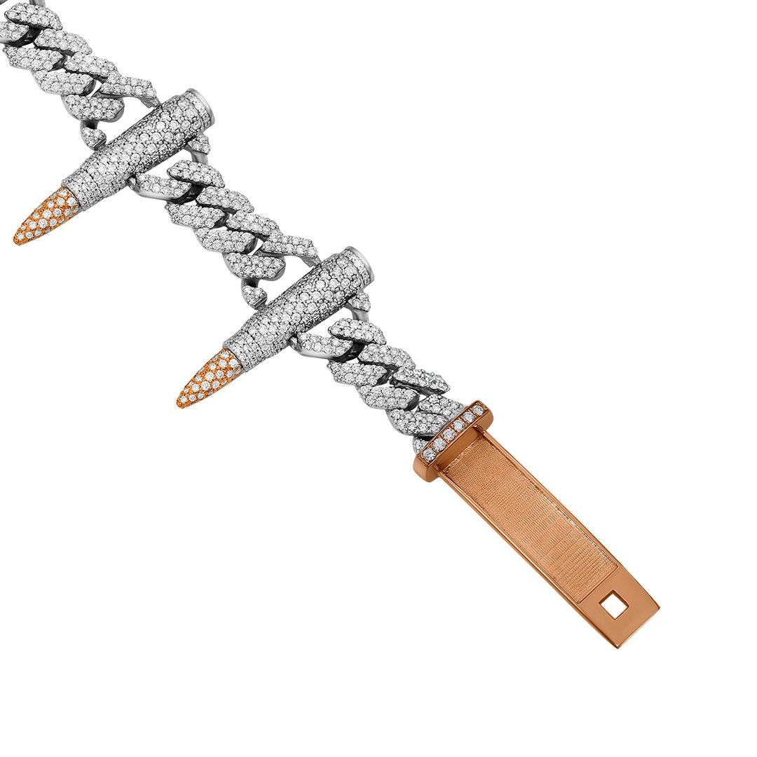 14k White Gold Diamond Artillery Cuban Chain 38.67 Ctw