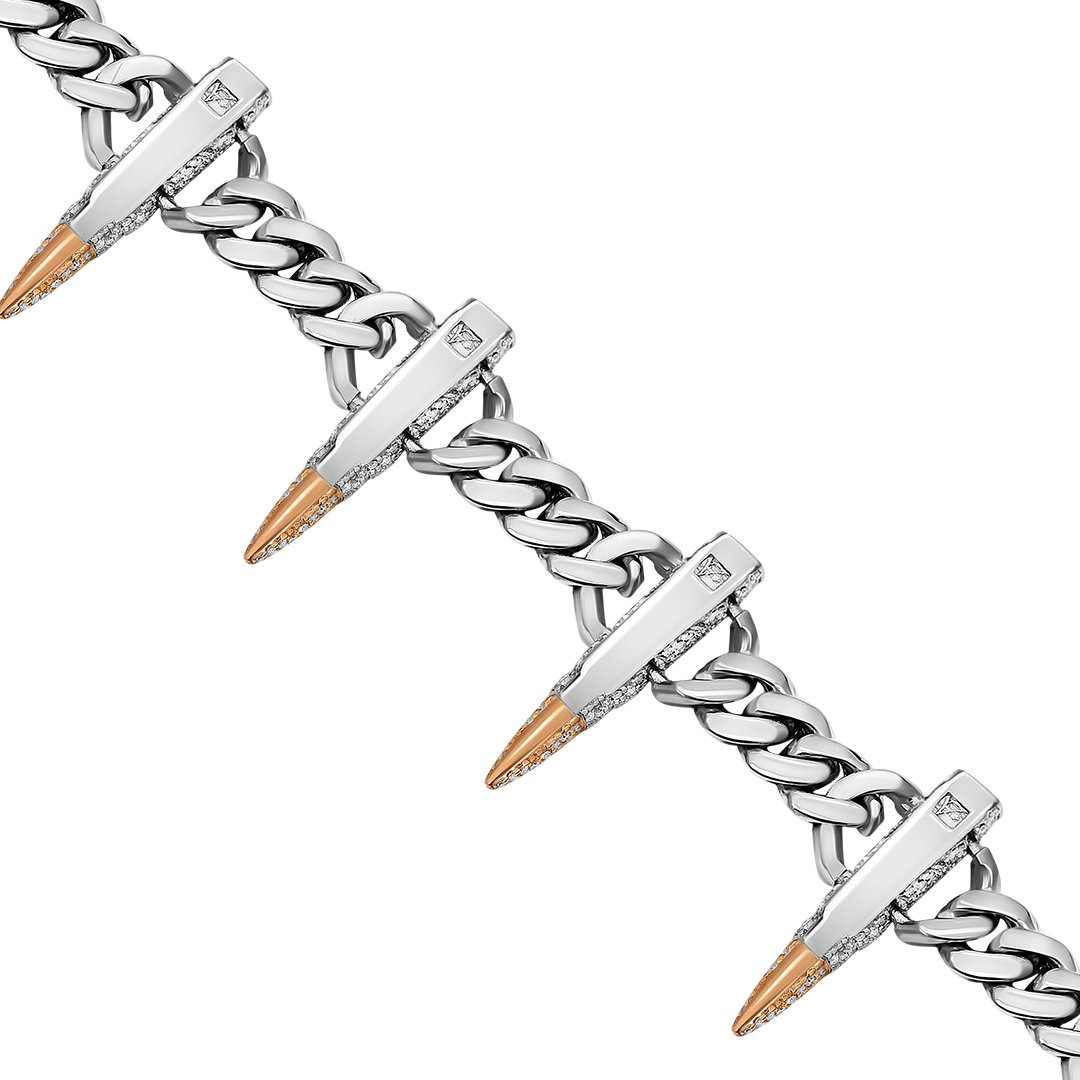 14k White Gold Diamond Artillery Cuban Chain 38.67 Ctw