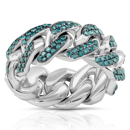 14k White Gold Cuban Link Ring 4.50 Ctw