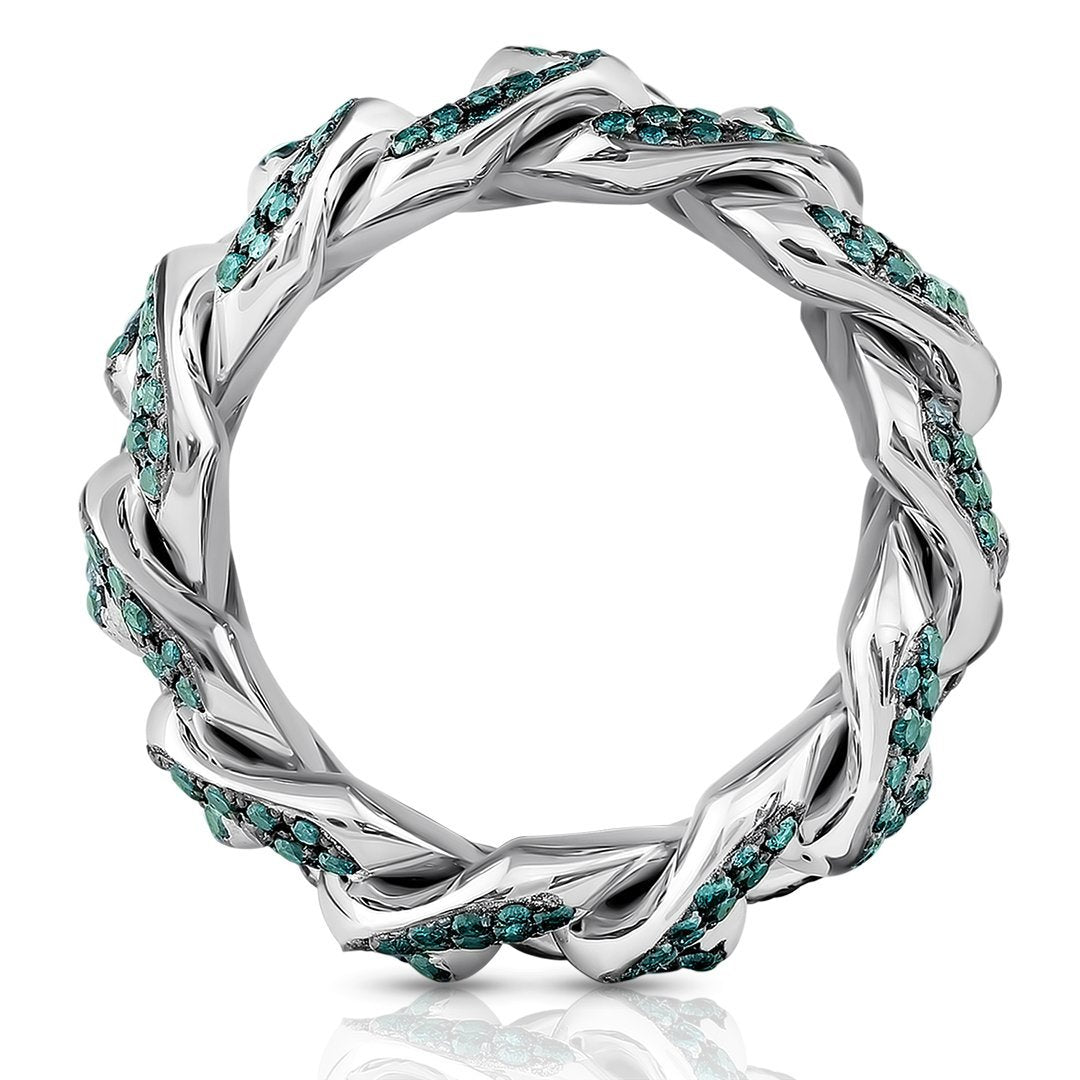 14k White Gold Cuban Link Ring 4.50 Ctw