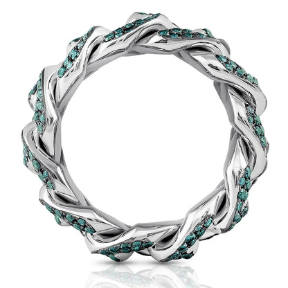 14k White Gold Cuban Link Ring 4.50 Ctw