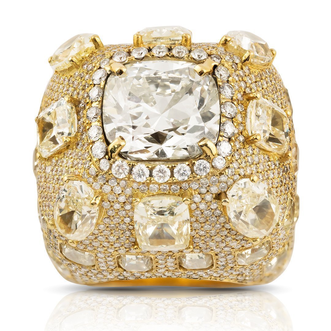 18k Yellow Gold High End Mens Designer Yellow & White