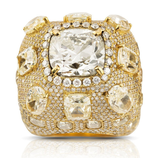18k Yellow Gold High End Mens Designer Yellow & White