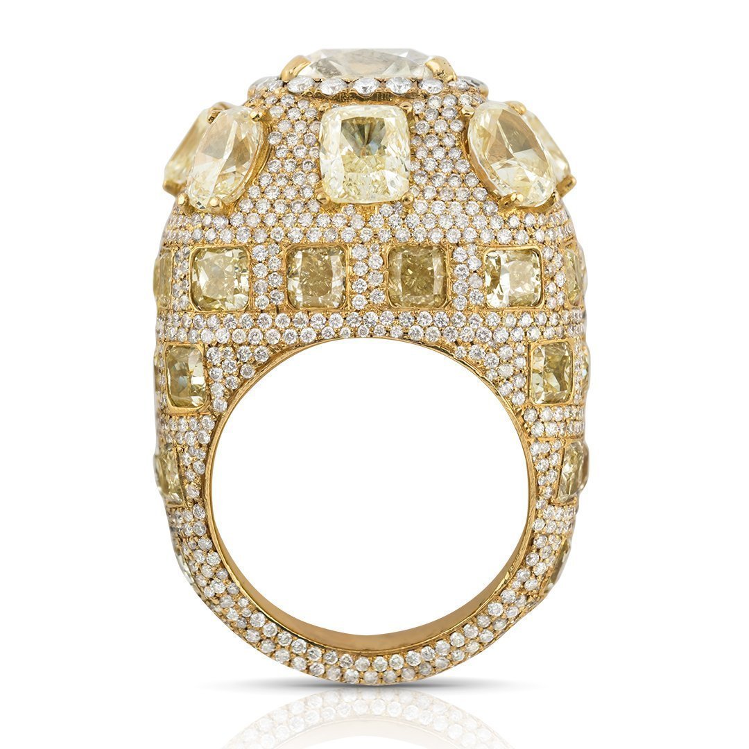18k Yellow Gold High End Mens Designer Yellow & White
